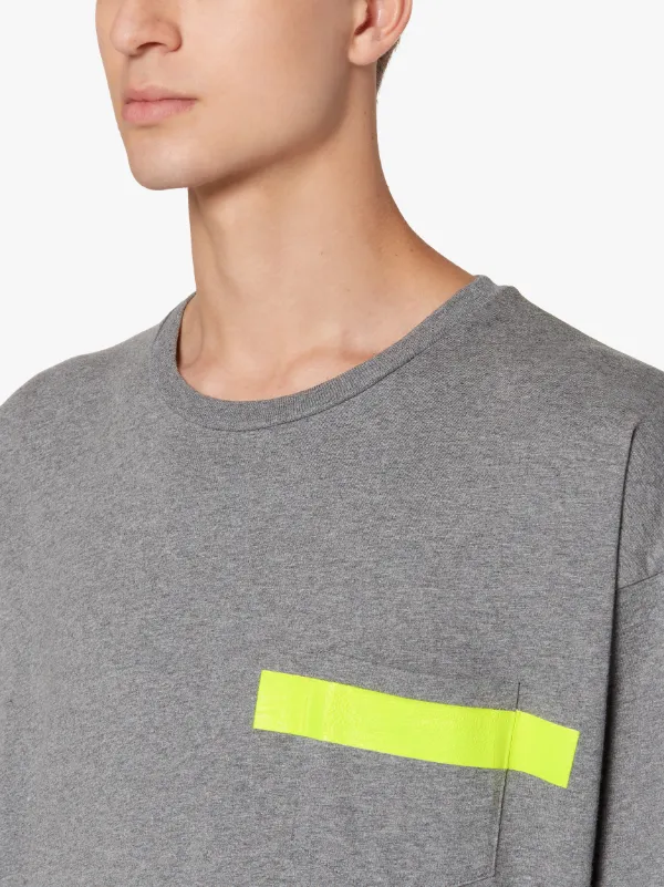 Grey x Yellow Cotton Long Sleeve T-Shirt | GJF-301
