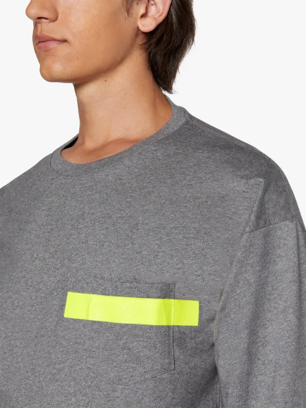 Grey x Yellow Cotton Long Sleeve T-Shirt | GJF-301