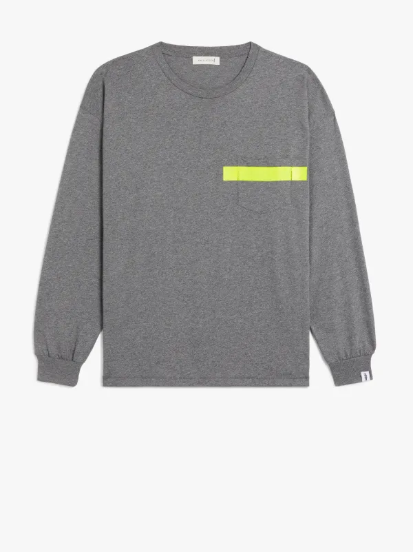 Grey x Yellow Cotton Long Sleeve T-Shirt | GJF-301