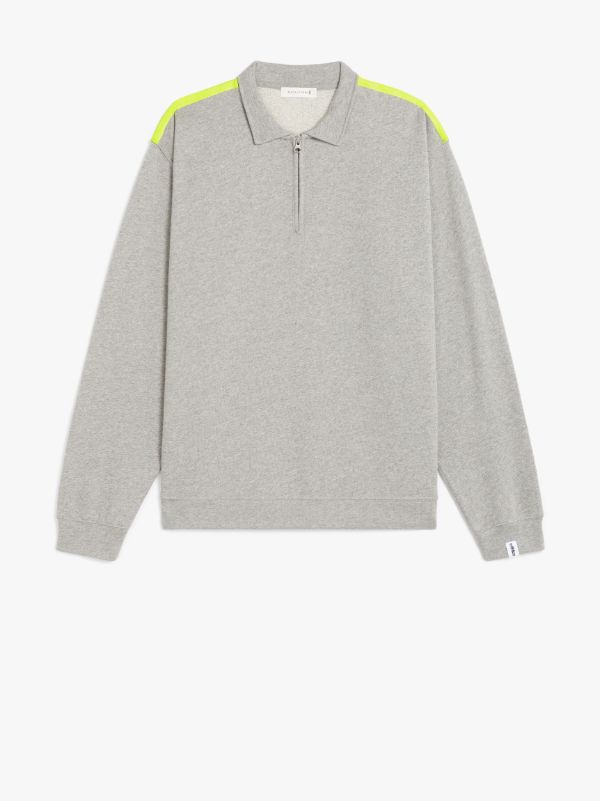 Grey x Yellow Cotton Zip Front Sweatshirt | GJF-300