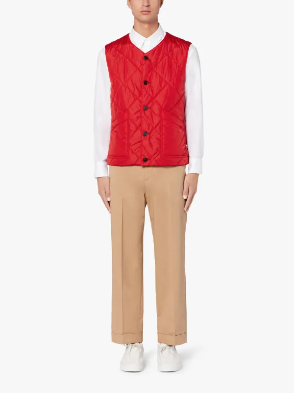 HIG Red Quilted Nylon Nylon Liner Vest | GQM-204