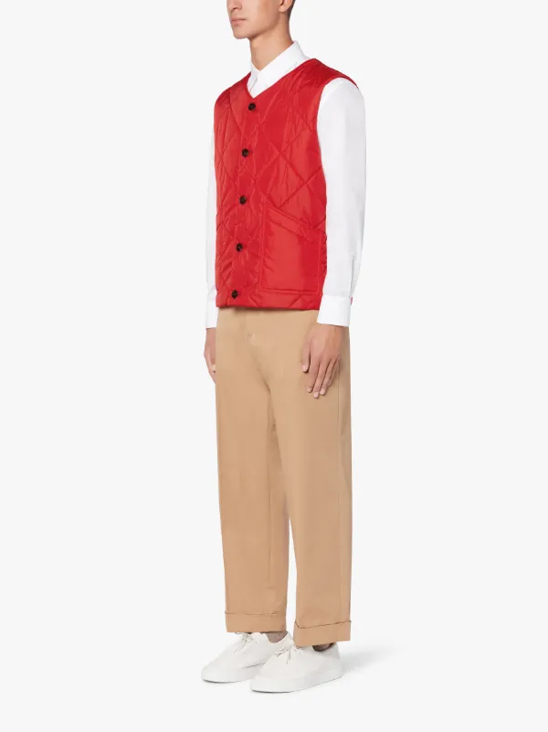 HIG Red Quilted Nylon Nylon Liner Vest | GQM-204