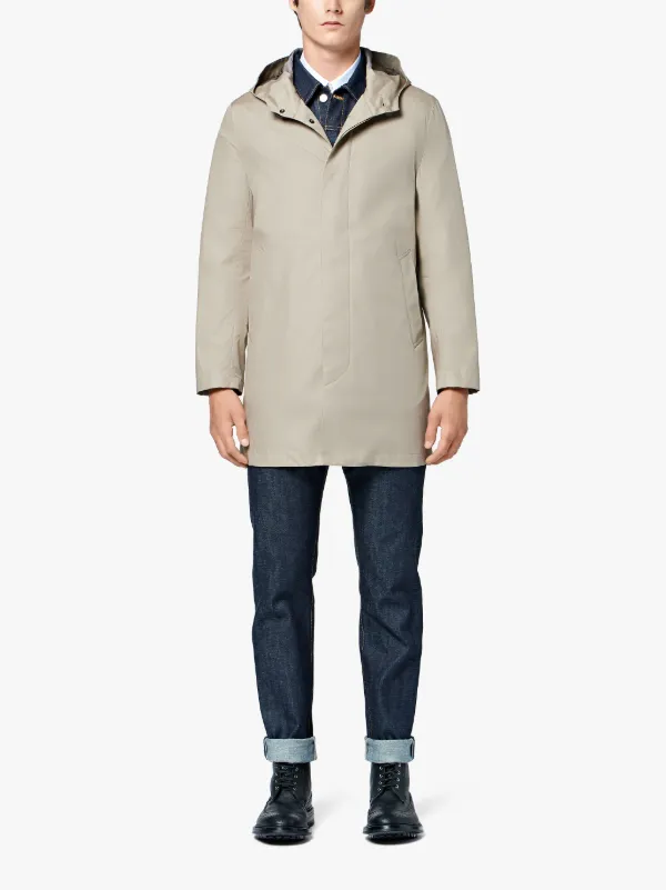 hooded midi raincoat