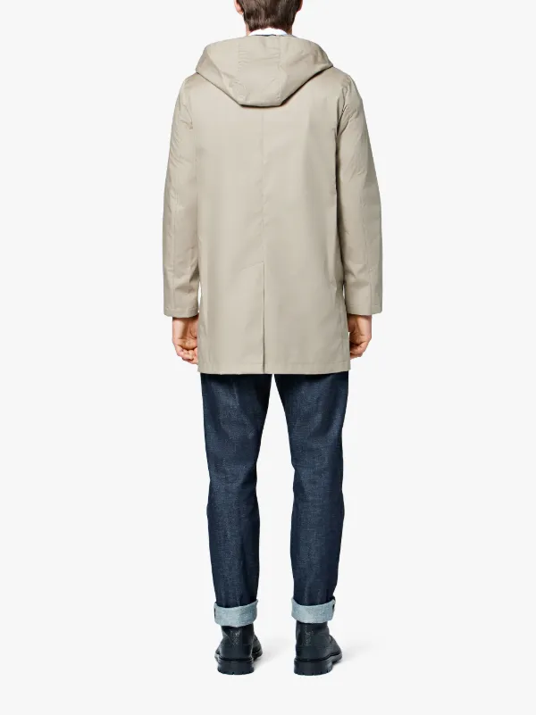 hooded midi raincoat