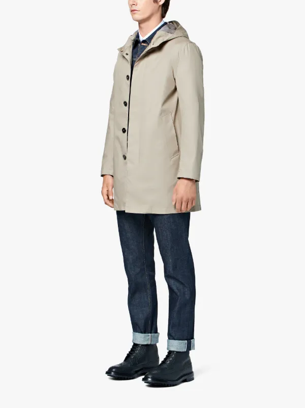 hooded midi raincoat