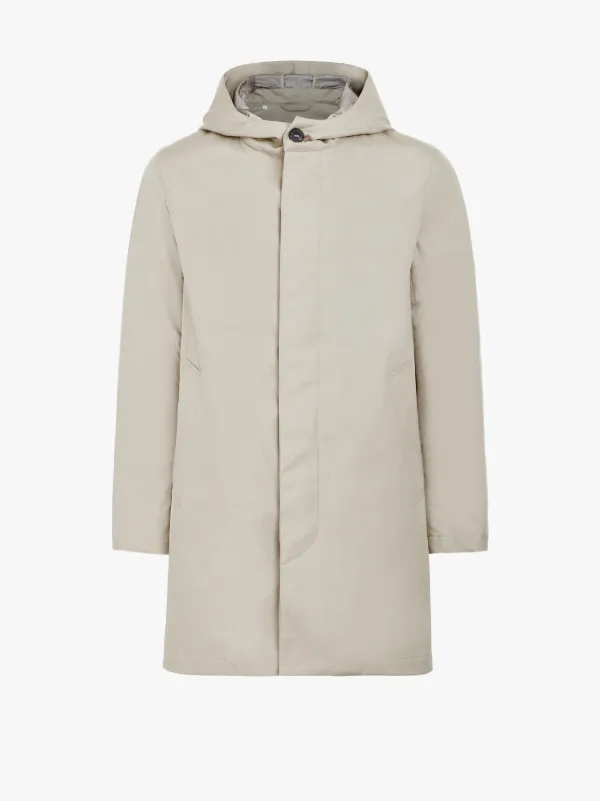 hooded midi raincoat