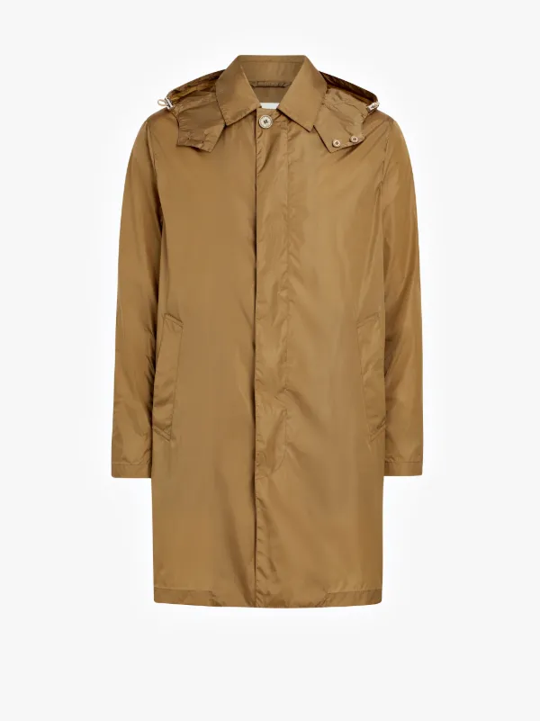 hooded midi raincoat