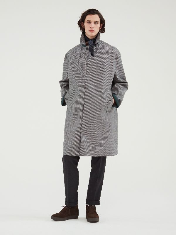 Houndstooth wool outlet coat