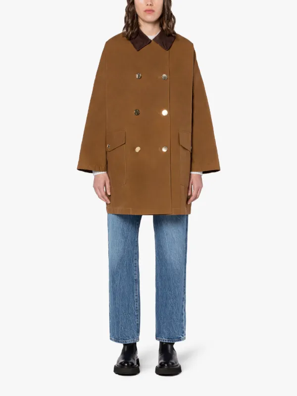 HUMBIE Brown Waxed Cotton Overcoat Mackintosh
