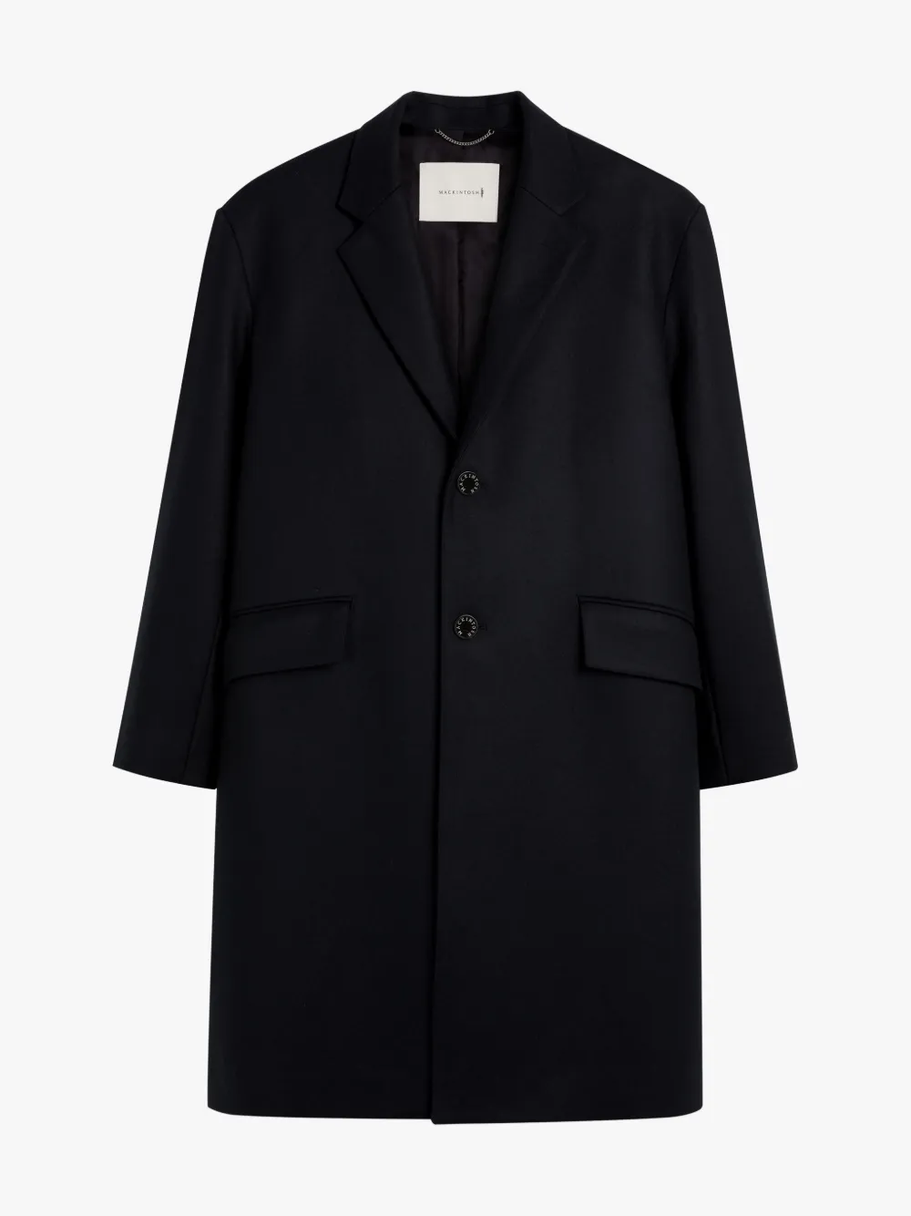 HUMBIE CHESTER Navy Wool Overcoat | Mackintosh