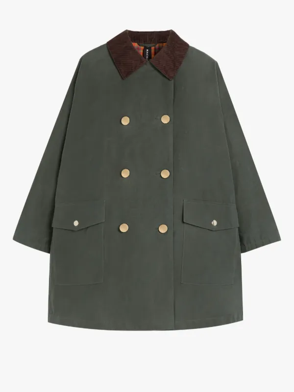 HUMBIE Green Waxed Cotton Overcoat Mackintosh