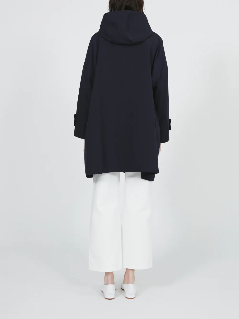 HUMBIE HOOD HOODIED OVERSIZED SHORT COAT NAVY | LM-1084B