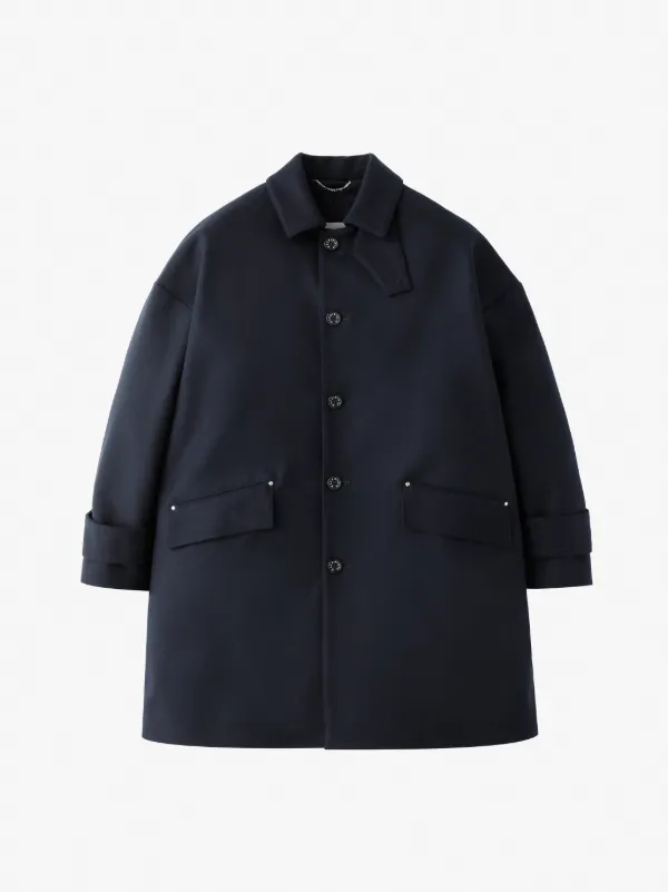 HUMBIE Navy Wool Overcoat | Mackintosh