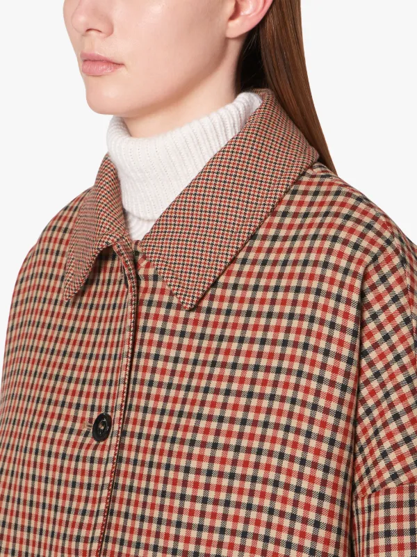 HUMBIE Sheperd Check Virgin Wool Cropped Sleeve Overcoat | LM-1007