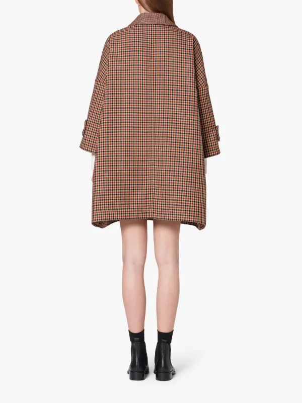 HUMBIE Sheperd Check Virgin Wool Cropped Sleeve Overcoat | LM-1007