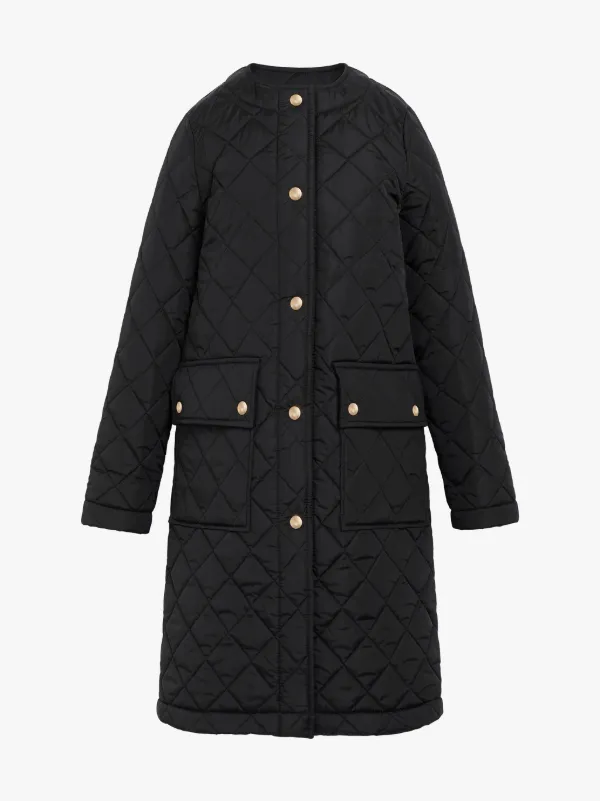 HUNA Black Quilted Nylon Coat | LQ-1006