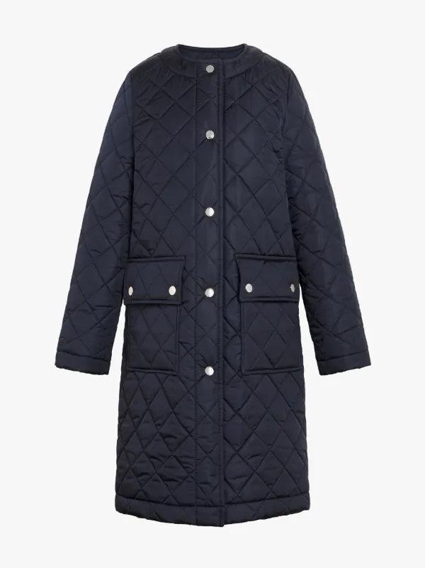 HUNA Navy Quilted Nylon Coat | LQ-1006