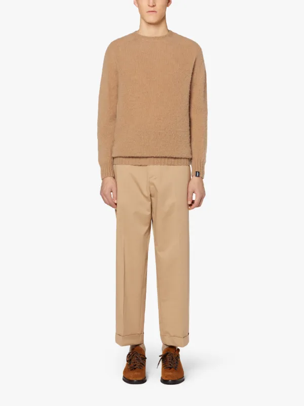 HUTCHINS Beige Wool Crewneck Sweater