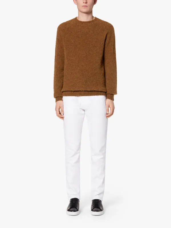 HUTCHINS Brown Wool Crew Neck Sweater