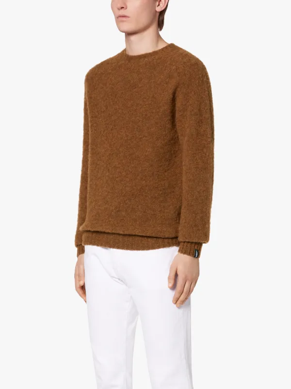 HUTCHINS Brown Wool Crew Neck Sweater