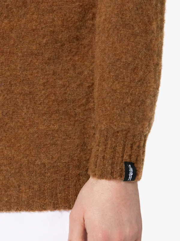 HUTCHINS Brown Wool Crew Neck Sweater