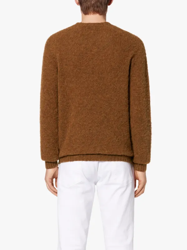 HUTCHINS Brown Wool Crew Neck Sweater