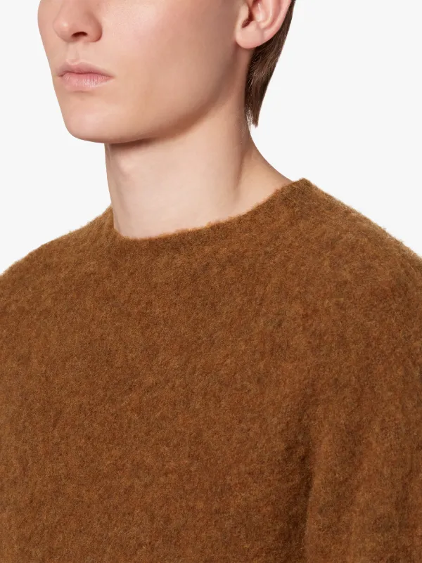 HUTCHINS Brown Wool Crew Neck Sweater