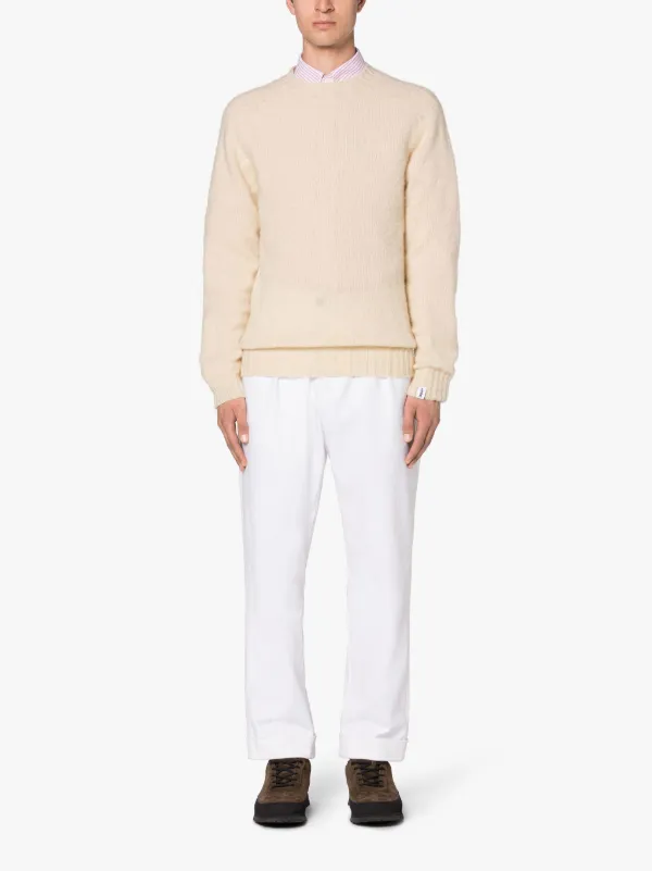 HUTCHINS Cream Wool Crewneck Sweater