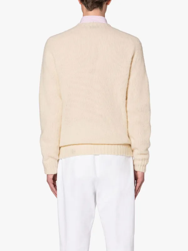 HUTCHINS Cream Wool Crewneck Sweater