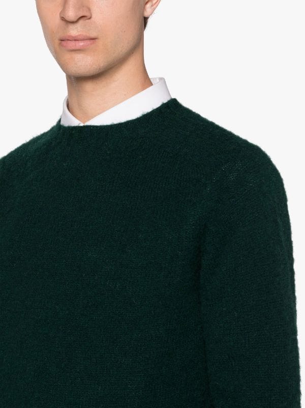 HUTCHINS Dark Green Wool Crewneck Sweater