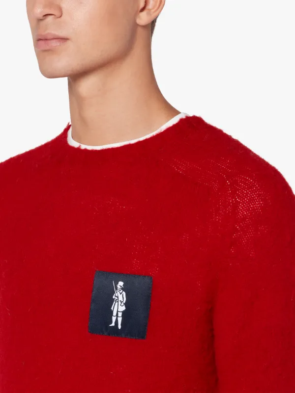 HUTCHINS PATCH Red Wool Crew Neck Sweater