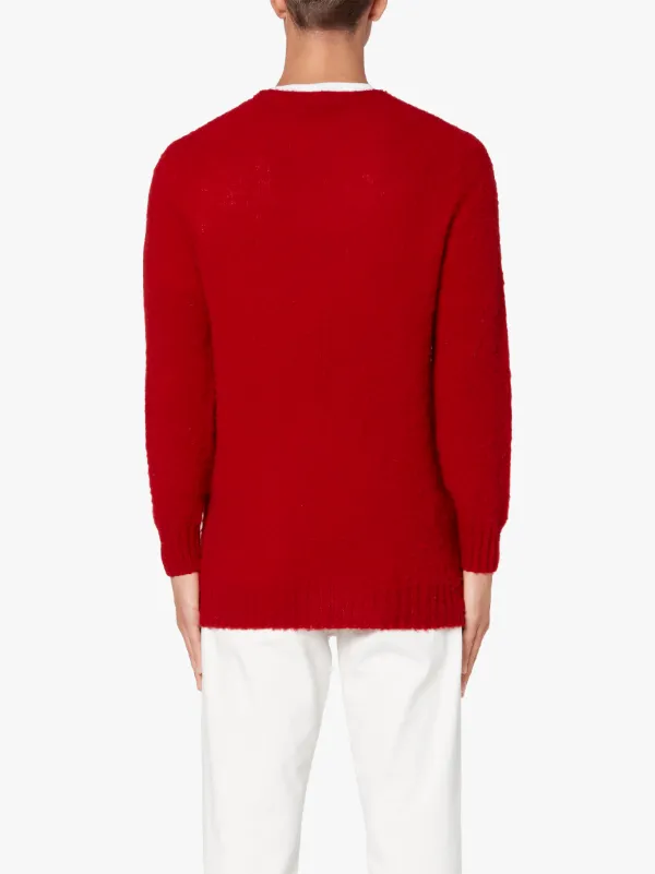 HUTCHINS PATCH Red Wool Crew Neck Sweater