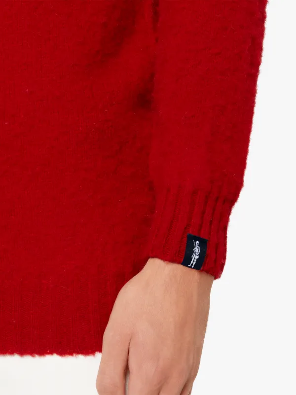 HUTCHINS PATCH Red Wool Crew Neck Sweater