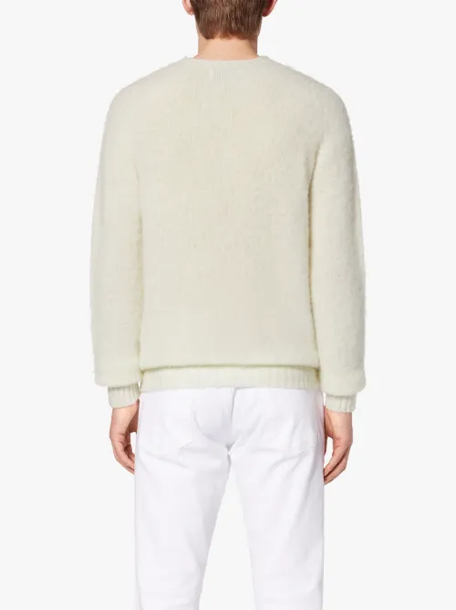 HUTCHINS White Wool Crew Neck Sweater HUTCHINS White Wool Crew Neck Sweater
