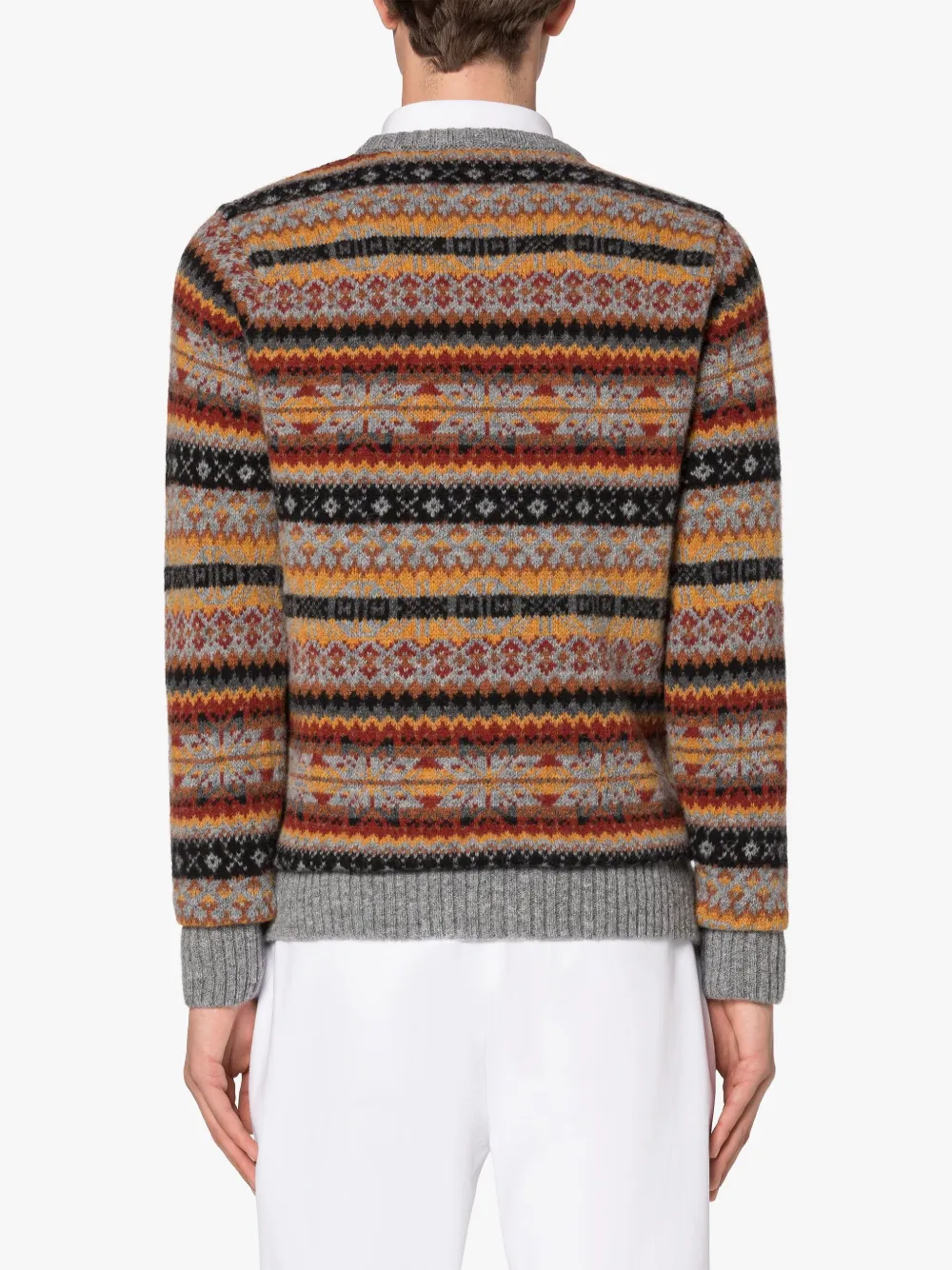 On sale | IMPULSE Medium Grey Wool Fair Isle Crewneck On sale | IMPULSE Medium Grey Wool Fair Isle Crewneck
