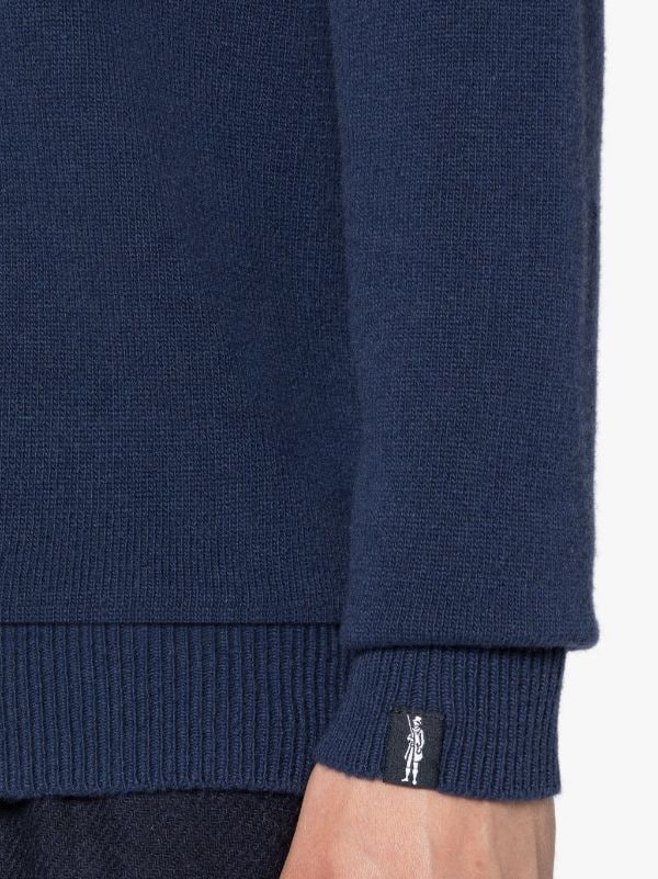 Indigo Merino Wool & Cashmere Logo Crewneck Sweater