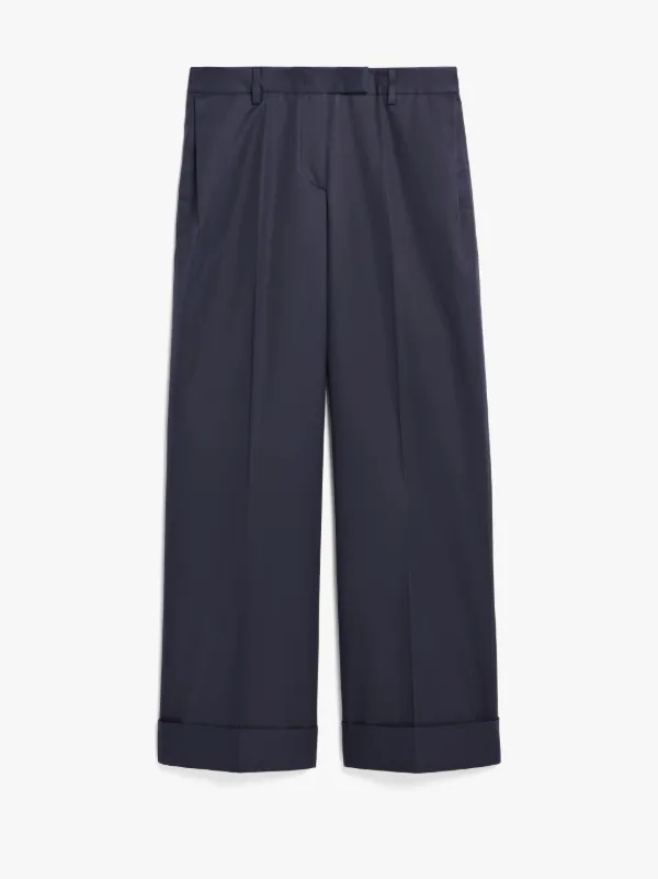 Ink Cotton Wide Leg Trousers