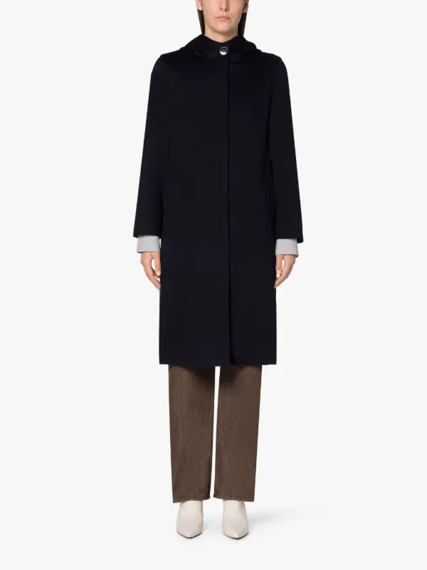 INNES Navy Storm System Wool Hooded Coat