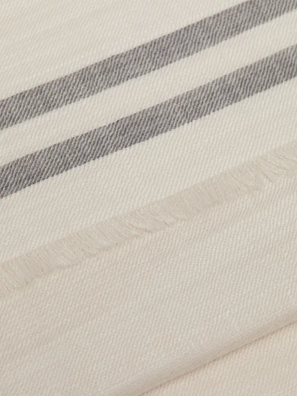 Ivory Cashmere Striped Scarf ACC-021