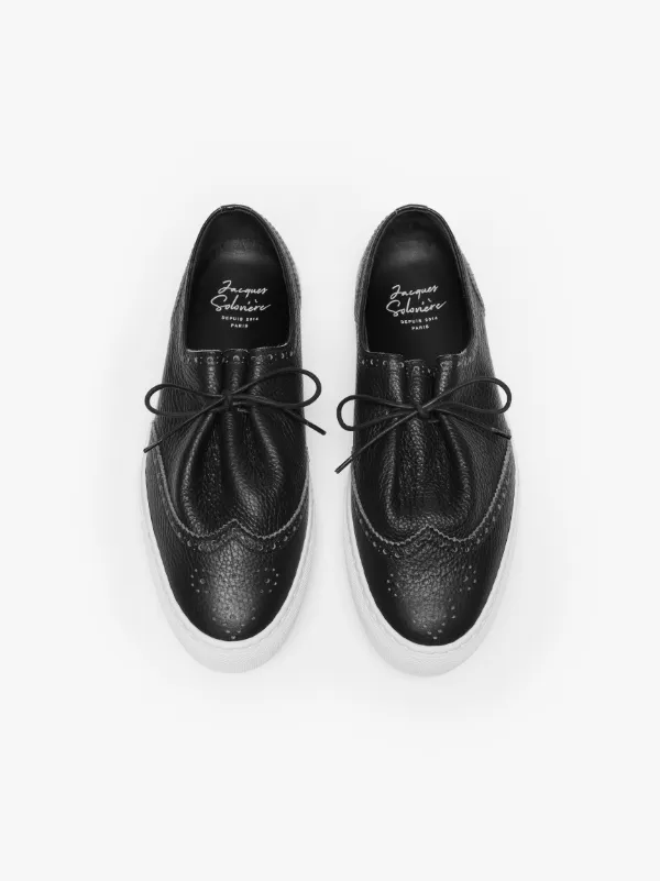 JACQUES SOLOVIÈRE Black Leather Golf Sneakers