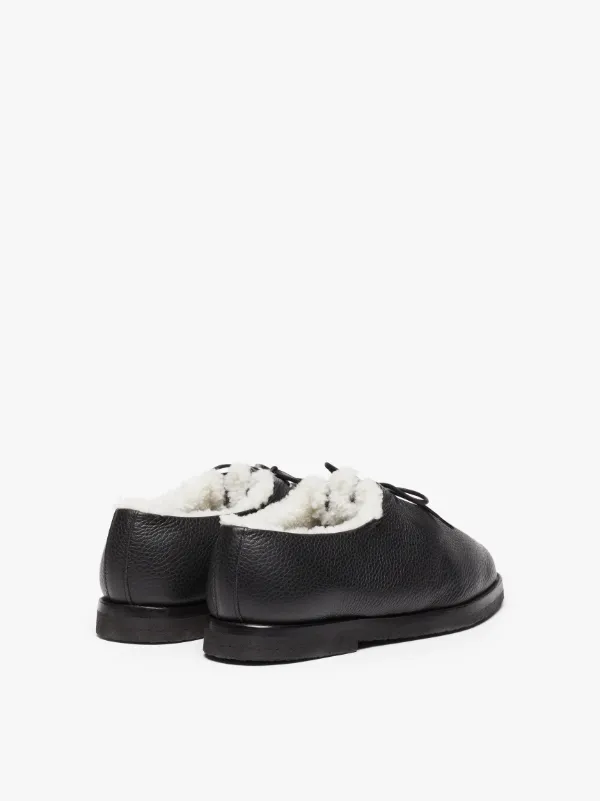 JACQUES SOLOVIÈRE Black Shearling Suede Lace-Up Shoes