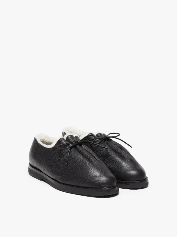 JACQUES SOLOVIÈRE Black Shearling Suede Lace-Up Shoes | Mackintosh