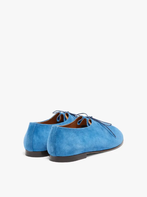 JACQUES SOLOVIÈRE Cobalt Blue Suede Lace-Up Shoes