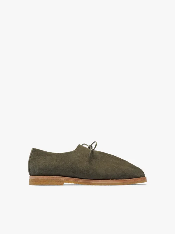 JACQUES SOLOVIÈRE Khaki Suede Lace Up Shoes