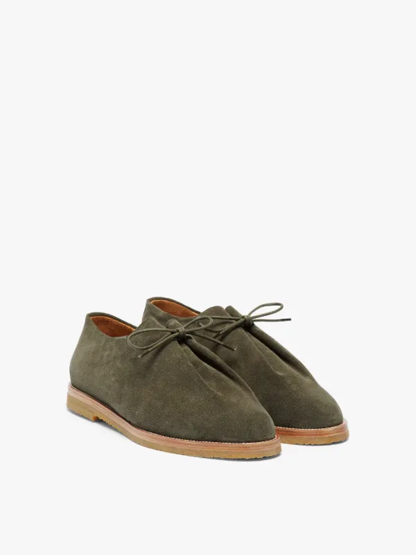 JACQUES SOLOVIÈRE Khaki Suede Lace Up Shoes