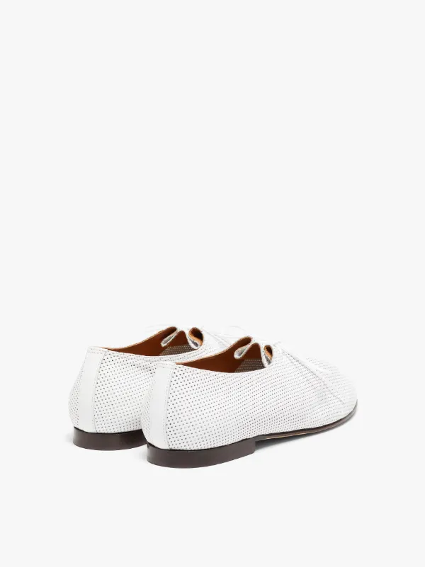 JACQUES SOLOVIÈRE Perfo-White Leather Lace-Up Shoes