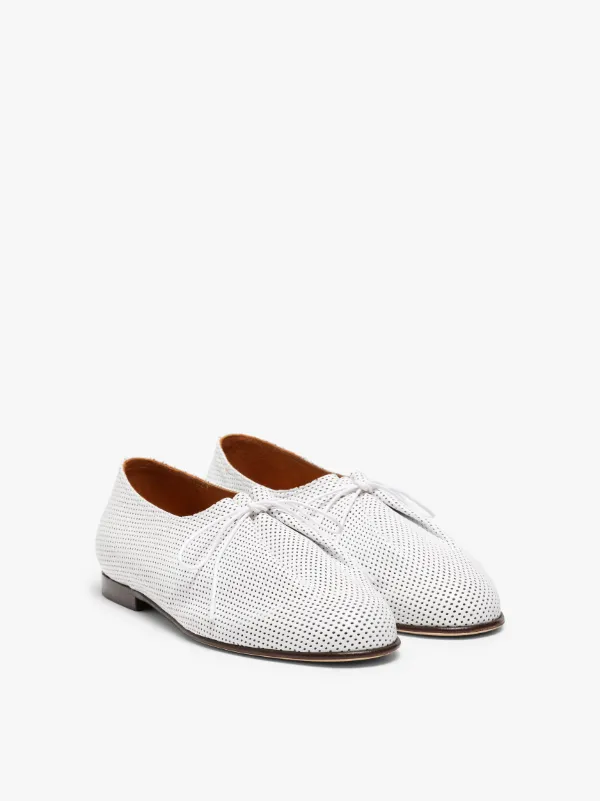 JACQUES SOLOVIÈRE Perfo-White Leather Lace-Up Shoes