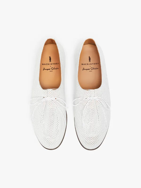 JACQUES SOLOVIÈRE Perfo-White Leather Lace-Up Shoes