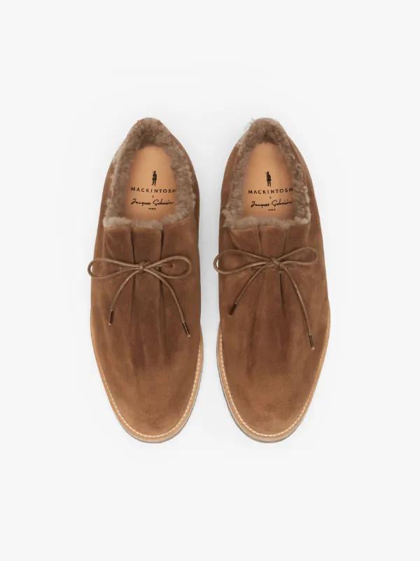 JACQUES SOLOVIÈRE Tobacoo Shearling Suede Lace-Up Shoes