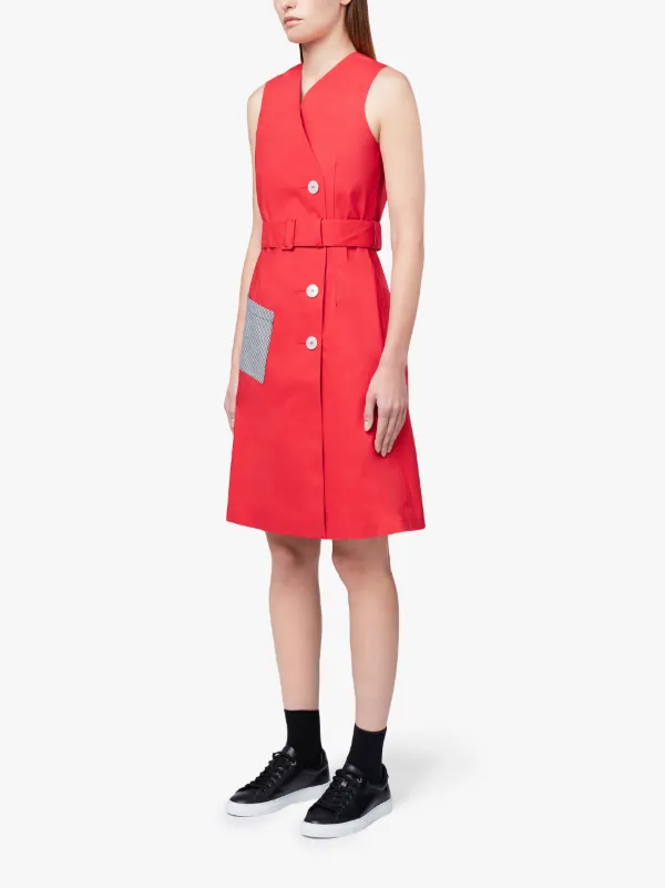 Kate Royal Red Bonded Cotton Dress